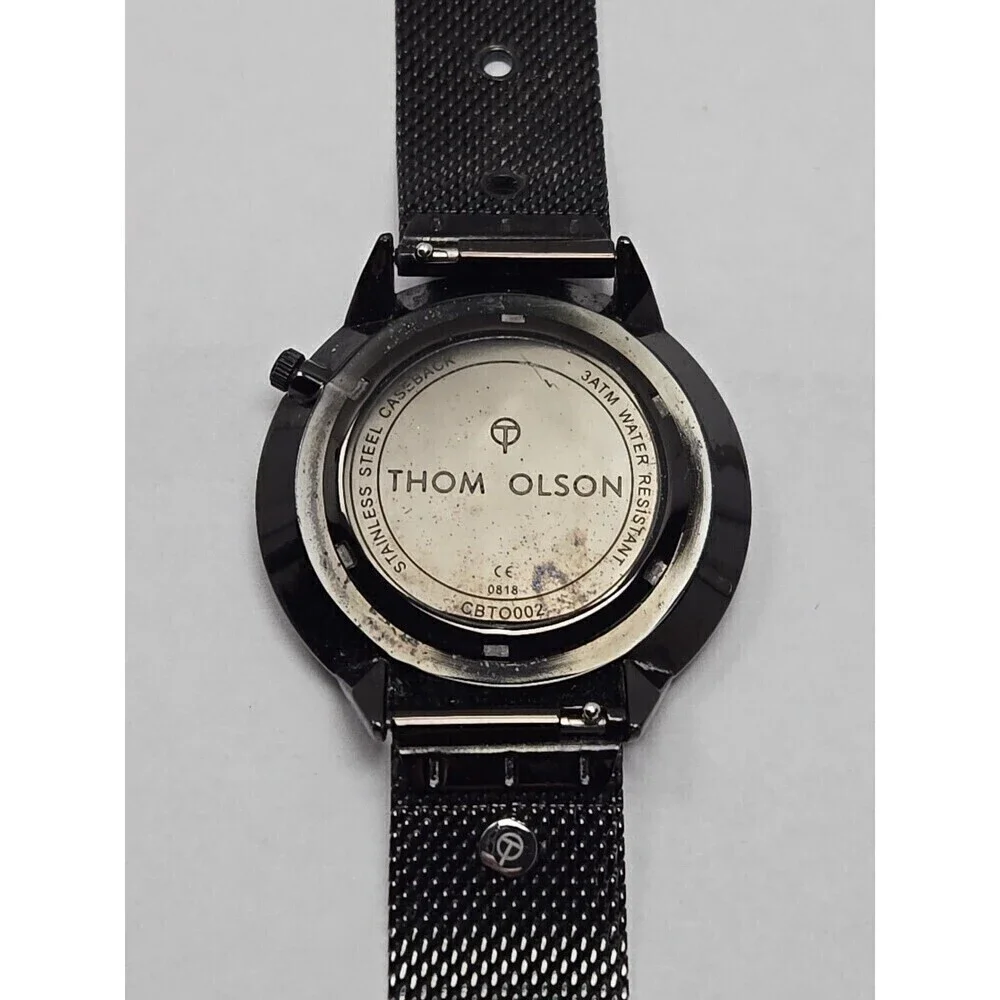 Thom Olson CBTO002 Night Dream Black Mesh Charm Watch 40mm Quartz New Battery